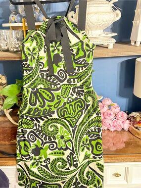Jennifer Reale Green and Black Paisley Halter Dress